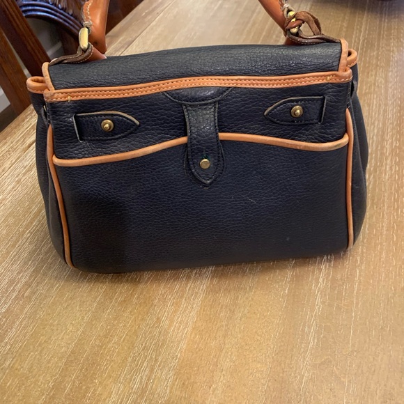 Dooney & Bourke Navy and Brown Leather Satchel - Picture 2 of 14